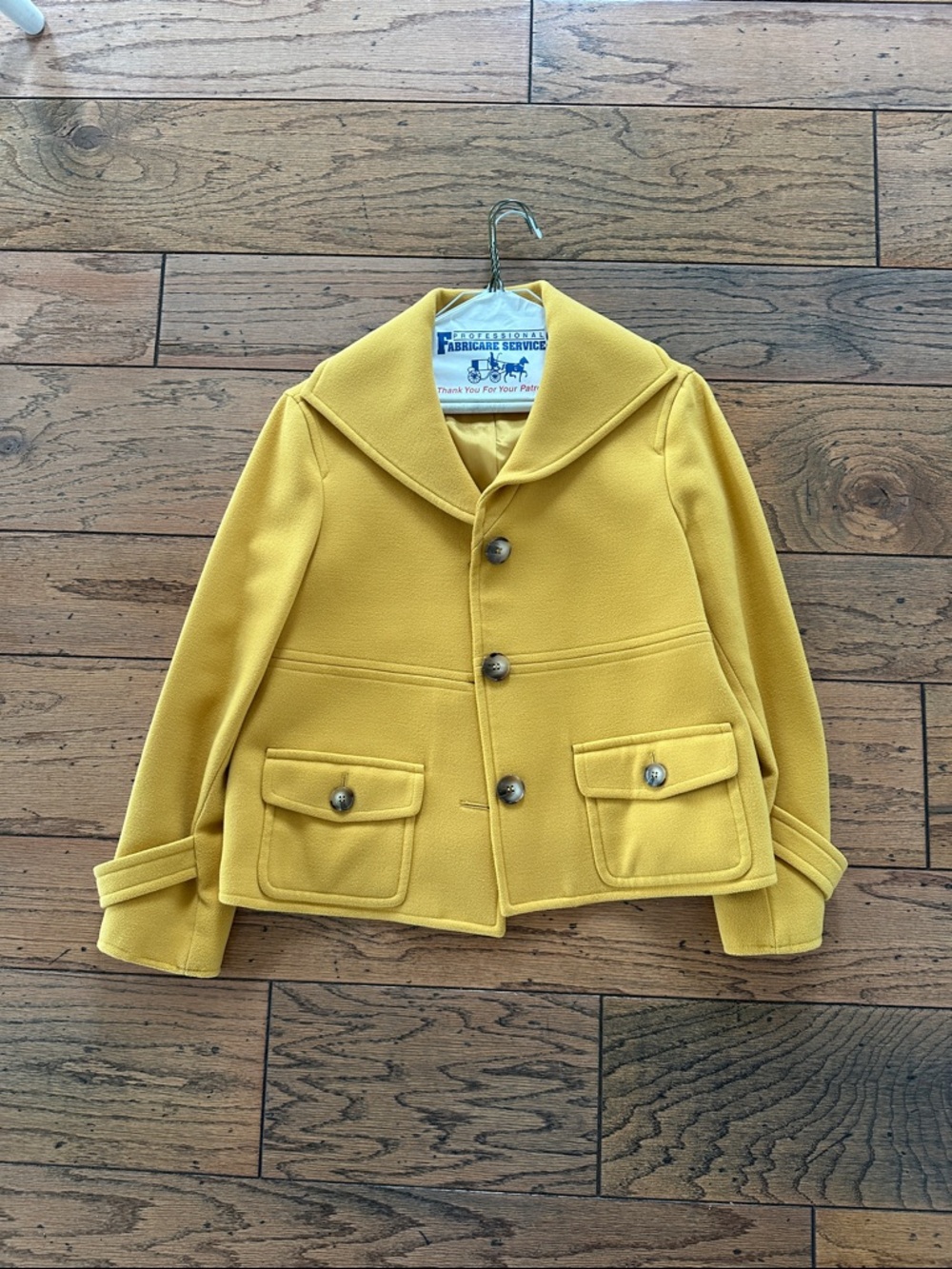 Jones New York Yellow Pea Coat with Flap Pockets